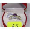 Image 1 : #8)NATURAL  AMETHYST & CZ RING .925 SILVER SIZE 9