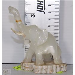 QUARTZ  ELEPHANT W/ TUSKS DISPLAY WITH TRUNK UP