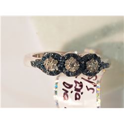 #35-STERLING SILVER BLUE DIAMOND(0.36CT) &