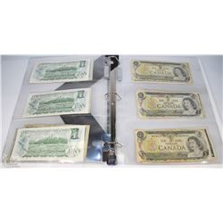 BINDER OF 7 SHEETS OF CANADIAN DOLLAR BANK NOTES