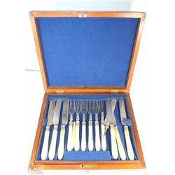 SILVER FLATWARE SET WITH IVORY HANDLES