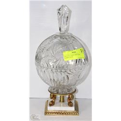 CRYSTAL CANDY DISH WITH MARBLE BASE