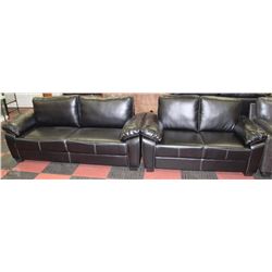 NEW BLACK LEATHERETTE SOFA AND LOVE SEAT WITH