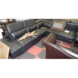 NEW LARGE BLACK LEATHERETTE LIFT BACK SECTIONAL