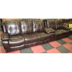 NEW ROCKFORD BROWN LEATHERETTE RECLINING SOFA AND