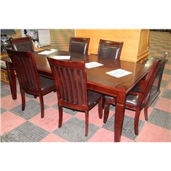 NEW DARK CHERRY WOOD LARGE TABLE WITH LEAF, FOUR