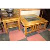 Image 1 : WOOD GLASSTOP COFFEE TABLE SOLD WITH END TABLE