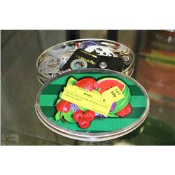 TIN OF COLLECTOR PINS INCLUDING 1988 CALGARY