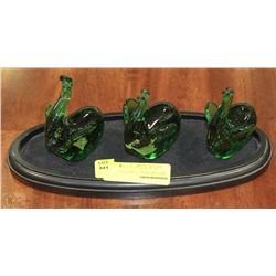 THREE ART GLASS ELEPHANTS