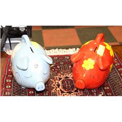 BLUE AND RED CERAMIC PIGGY BANKS