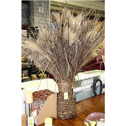 WICKER VASE AND CONTENTS