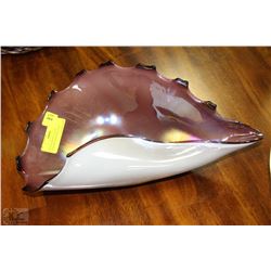 ROLLED CARNIVAL GLASS EXTRAORDINARY SHELL DISH