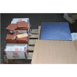 PALLET OF 76 SQ FT RED QUARRY TILE WITH BLUE