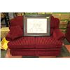Image 3 : PAIR OF DECOREST BRAND BURGANDY FABRIC LOVESEATS