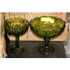 Image 1 : GREEN DEPRESSION GLASS FLOWER CANDY DISH AND
