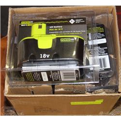 CASE OF 4 NEW FIX IT 18V RECHARGEABLE BATTERIES