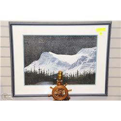 DOUBLE MATTED FRAMED PIC OF MOUNTAINS
