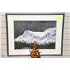 Image 1 : DOUBLE MATTED FRAMED PIC OF MOUNTAINS