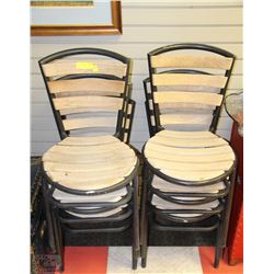 6 METAL AND WOODEN STOOLS