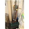 Image 1 : THREE BUNDLES OF MISC GARDEN TOOLS