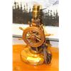 Image 1 : VINTAGE WOODEN SHIP LAMP STEERING WHEEL (TURNS)