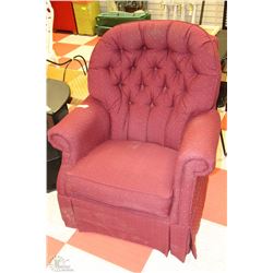 LA-Z-BOY BURGANDY FABRIC SWIVEL ROCKER