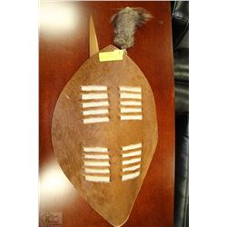 AFRICAN SHIELD AND SPEAR DISPLAY MADE OUT OF HIDE