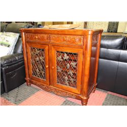 CARVED WOODEN WINE STORAGE CABINET-46"X19"X39"H