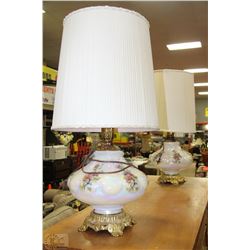 PAIR OF LARGE MID CENTURY BRASS & ABOLONE COLOURED