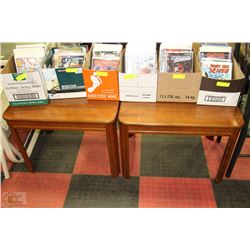 PAIR OF WOODEN END TABLES