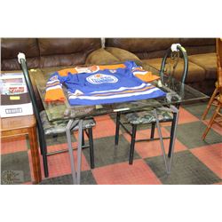 GLASS SQUARE TOP DINING TABLE WITH 2 CHAIRS