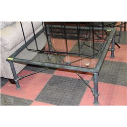 LARGE METAL AND GLASS COFFEE TABLE