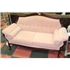 Image 1 : VINTAGE WOOD FRAMED PINK FABRIC LOVE SEAT-64"