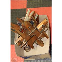 BOX OF COPPER ITEMS INCL WALL ART,CABOOSE,CREAM &
