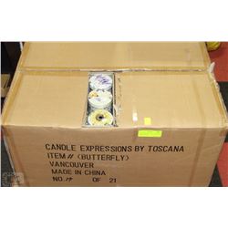 CASE OF 96 NEW CANDLE TINS WITH LIDS - ASSORTED