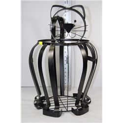 BLACK WROUGHT IRON CAT PLANTER 20.5"T X 14"W