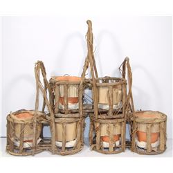 BOX WITH 3 RUSTIC TABLE TERRA COTTA PLANTERS/