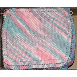FLAT OF 15 HANDKNITTED COTTON FACE/DISH CLOTHS
