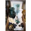 Image 1 : BOX OF ASSORTED DECOR INCLUDING VASES, FRAMED