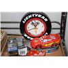 Image 1 : LIGHTYEAR CARS CLOCK DISPLAY AND 2 DIE CAST