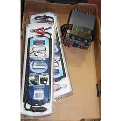 12V POWER SUPPLY AND 2 NEW SOLAR 12V BATTERY