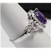 Image 2 : Magnificent 4 carat Oval cut Genuine Amethyst in Center of Sterling Silver Ring