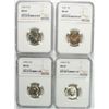Image 1 : 4-NGC GRADED JEFFERSON NICKELS: 1942-S & 1947 MS-66, 1943-S & 1944-D MS-65