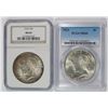 Image 1 : ( 2 ) 1923 PEACE SILVER DOLLARS: 1-PCGS MS-64 & 1-NGC MS-64
