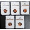 Image 1 : LOT OF ( 5 ) 1958-D LINCOLN CENTS, NGC MS-66 RED