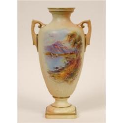 A Locke & Co Worcester Porcelain Vase, painted Locke Achray by Walter Stinton, 26.5 cm  See illus...