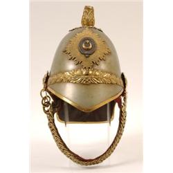 A Victorian Royal Berkshire Yeomanry Helmet, with acanthus leaf finial and chain link chin strap...