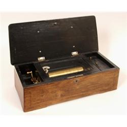 A Late 19th Century Music Box, in floral marquetry rosewood and stained beech case  See illustrat...