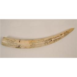 A Late 19th Century Scrimshaw Cribbage Board, decorated reindeer and hunters, inscribed St Michae...