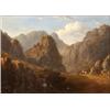 Image 1 : English School, early 19th century, a figure leading a horse through mountains, oil on panel, 24....